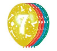 Folat- Zahl Ballons d'anniversaire 7 Ans-5 pièces, 19307, Multicolore