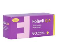 Folavit 0,4mg Acide Folique Vitamines 90 Comprimés
