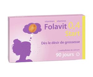 Folavit 0,4mg Start Acide Folique Vitamines Dès Le Désir De Grossesse 90 Comprimés