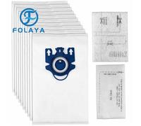FOLAYA 10 Remplacement Sac avec 2 Filtre pour Aspirateur Miele HyClean 3D Efficiency GN Classic C1 Complete C2 C3 S2000 S5000 S8000