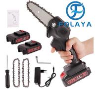 FOLAYA 4 Pouces Mini Tronçonneuse, Tronçonneuse Électrique Rechargeable de 24V, Sans Fil pour Tailler Le Jardinage