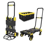 Fold Max 2-en-1 Diable et Chariot Pliable - Demenagement Max. 70KG - Pliant Max. 137KG - Chariot de Transport Pliable + 1 Panier Fold Box