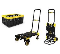 Fold Max Chariot pour Charge 137 kg et Diable 2-en-1 pour Charge 70 kg à Plateforme Pliable, Transformable en Quelques Secondes