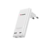 Fold 'n' Go - Adaptateur secteur - GaN - 65 Watt - 3.25 A - Power Delivery 3.0 + PPS - 2 connecteurs de sortie (USB-C) - blanc - Europe