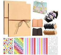 Foldable Accordion Scrapbook Album, Accordion Scrapbook Album with DIY Accessories, 21x15cm Accordions Kraft Paper Memory Book, Stretchable Folding DIY Handmade Adventure Book (Mix,L)