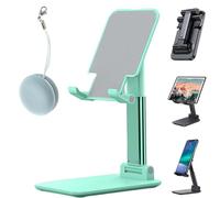 Foldable Aluminum Desktop Phone Stand, Cell Phone Stand, Adjustable Angle Height Phone Stand for Desk, Tablet Stand Compatible for Cell Phone/Tablet (green)