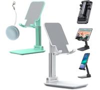 Foldable Aluminum Desktop Phone Stand, Cell Phone Stand, Adjustable Angle Height Phone Stand for Desk, Tablet Stand Compatible for Cell Phone/Tablet (2pcs-D)