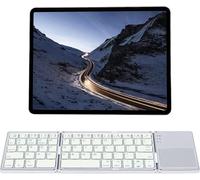Foldable and Rechargeable Bluetooth Keyboard, Foldable and Portable Wireless Triple Keyboard with Touchpad for Mobile Device Compatible with Tablet/Phone/PC ¿ White (US Layout)