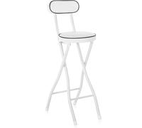 Foldable Bar Stool with Padded Leather Backrest 131.5 kg Capacity Metal Frame Waterproof No Assembly Required Indoor/Outdoor Use Kitchen Counter Height