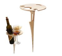 Foldable Camping Table - Wooden Wine Bottle Holder | Portable Outdoor Picn