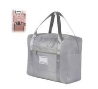 Foldable Carry on Bag, Large Capacity Luggage Bag Travelling with Trolley Sleeve, Airlines Underseat Cabin, for Gym Beach Overnight Flight Weekend (Grey,65 * 43 * 22CM)