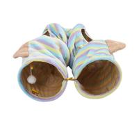 Foldable Cat Cave - Cats Washable Cave | Props Celebration Colorful Stripes Cat Play Tunnel for Pet, Kitten, Halloween, Birthday, Holiday Winter, Home Or Christmas, 80x23cm