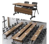 Foldable Conference Table,Modern Mobile Meeting Desk with Silent Wheels for Training Rooms,Rolling Conference Room Tables for Office,Classroom(4Pack 47.2in)