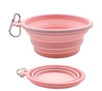 Foldable Dog Bowl, Portable Travel Water Dish, Leak Proof Food Container, Foldable Feeding Cup with Clip Hook for Outdoor Walking Beach Park Camping Small Medium Breeds