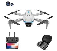 Foldable Drone HD 4K Dual-Camera Aerial Photography Fixed-Height Hovering Quadcopter Drones with Camera for Adults with Fixed Height Function (Gray 2 BATTERIES)