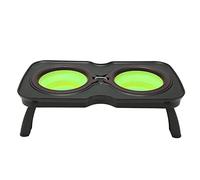 Foldable Elevated Dog Bowls, Double Folding Raised Dog Bowls with Stand, Ergonomic Non Toxic Feeding Set for Small Medium Dogs, Portable ABS PP TPE Bowls for Home Outdoor Camping T (Petit, Vert)