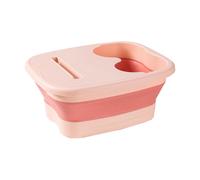 Foldable Footbath Soak Tub | PP, 40 x 32 x 17 cm | Space-Saving Foot Spa with Lid, Massage & Relaxation, Home Pédicure, Portable Foot Soaking, White/Pink/Green, 1 pc