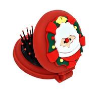 Foldable Hair Brush, Santa Pocket Folding Hair Brush, Round Compact Massage Comb, Christmas Hair Brush, Fun Hair Accessories, Hair Styling Accessories For Thick Curly Hair