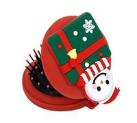 Foldable Hair Brush, Santa Pocket Folding Hair Brush, Round Compact Massage Comb, Christmas Hair Brush, Fun Hair Accessories, Hair Styling Accessories For Thick Curly Hair