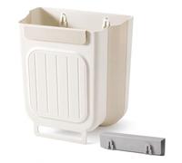 Foldable Hanging Trash Can for Kitchen Cabinet Door (White,Large) | Wall Mounted Collapsible Garbage Bin for Cabinet Door, Space Saving Waste Bin for Kitchen, Bathroom, Laundry Room and RV