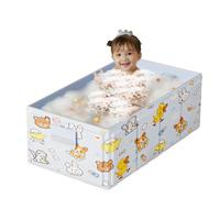 Foldable Kids Bathtub | 33x17x13 Inch, PVC Material, Blue | Portable Swimming桶, Easy Clean, Sturdy | Infant Bath Pool For 0-4 Years, Summer Play Water Toy, Home Travel Essential