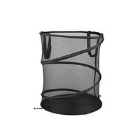 Foldable Large Storage Laundry Hamper Clothes Basket Nylon Laundry Washing Bag,Breathable Hamper Nylon Mesh Kids Toys ,Durable Handles Portable Easy to Open and Folds Black