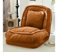 Foldable Lazy Sofa Bed,Folding Lazy Sofa Lounge Chair with Pillow, Convertible Couch Bed with 5 Adjustable Position, Upholstered Adult Human Dog Bed for Living Room,Bedroom,Office