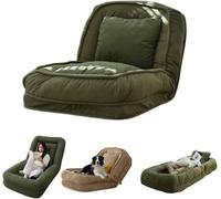 Foldable Lazy Sofa Couch Bed,90°-180° Adjustable Cosy Tatami,Human Dog Bed High Back Floor Chair,Cozy Small Couch for Adults Kids Home Living Room (Green,90 * 170cm)