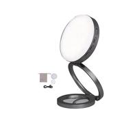 Foldable LED for Selfie Light with Mirror for Cell Phone Pocket Magnetic Ring Light Photography Dark Gray