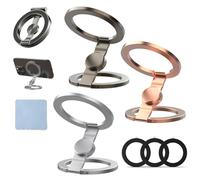 Foldable Magnetic Ring Phone Mount, 360° Rotation Double Sided Magnetic Phone Ring Holder, Ultra-Thin Cell Phone Grip Stand Compatible for Car Vent, Desk & Gym (3 Pcs-A)