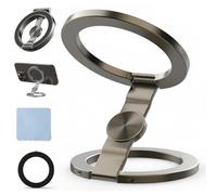 Foldable Magnetic Ring Phone Mount, 360° Rotation Double Sided Magnetic Phone Ring Holder, Ultra-Thin Cell Phone Grip Stand Compatible for Car Vent, Desk & Gym (CD Texture-B)