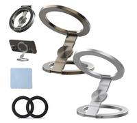 Foldable Magnetic Ring Phone Mount, 360° Rotation Double Sided Magnetic Phone Ring Holder, Ultra-Thin Cell Phone Grip Stand Compatible for Car Vent, Desk & Gym (2 Pcs-B)