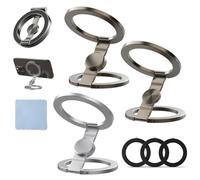 Foldable Magnetic Ring Phone Mount, 360° Rotation Double Sided Magnetic Phone Ring Holder, Ultra-Thin Cell Phone Grip Stand Compatible for Car Vent, Desk & Gym (3 Pcs-C)