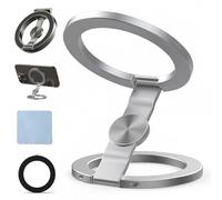 Foldable Magnetic Ring Phone Mount, 360° Rotation Double Sided Magnetic Phone Ring Holder, Ultra-Thin Cell Phone Grip Stand Compatible for Car Vent, Desk & Gym (CD Texture-A)