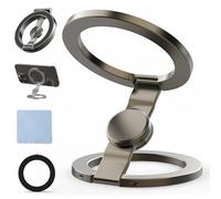Foldable Magnetic Ring Phone Mount, 360° Rotation Double Sided Magnetic Phone Ring Holder, Ultra-Thin Cell Phone Grip Stand Compatible for Car Vent, Desk & Gym (Spinner-C)