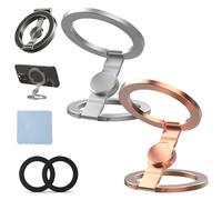 Foldable Magnetic Ring Phone Mount, 360° Rotation Double Sided Magnetic Phone Ring Holder, Ultra-Thin Cell Phone Grip Stand Compatible for Car Vent, Desk & Gym (2 Pcs-F)