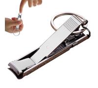 Foldable Nail Clippers, Stainless Steel Cutter, Wide Jaw Trimmer, Ultra Slim Body, Folding Safety Lock, Built-In File, Perfect for Thick Nails, Travel Kit, Men’s Grooming, 0.47x2.36 inches