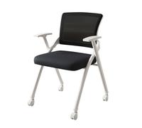 Foldable Office Chair with Armrests Portable Computer Desk Chair on Wheels Conference Meeting Chair for School and Commercial Use (White)