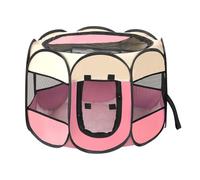 Foldable Pet Playpen for Dogs Cats Durable Oxford Cloth with Removable Zipper, Portable Octagonal Design for Indoor/Outdoor(Red 5,Red Black)