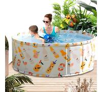 Foldable Pool, Non Inflatable Pool, Sturdy Tall Design and Easy Storage Build, Indoor Water Play Tub for Patio, Lawn, Farm, Bathroom, Backyard, Balcony, Garage Use