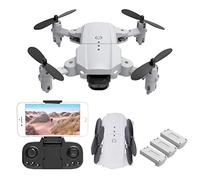 Foldable RC Drone with 4K HD Camera Dual Cameras RC Quadcopter with Headless Mode One Key Return 3-Speed Adjustment for Kids Gift Toys 3 Batteries (Color : Black)(Grey)