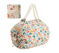 Foldable Shopping Tote Bag, Reusable Grocery Storage Bag with Handles, Strong Load-Bearing Nylon Tote, Perfect for Drinks, Snacks, Fruits, Cake, Beer Portable for Shopping, Travel, 40x40cm Multicolor
