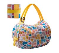 Foldable Shopping Tote Bag, Reusable Grocery Storage Bag with Handles, Strong Load-Bearing Nylon Tote, Perfect for Drinks, Snacks, Fruits, Cake, Beer Portable for Shopping, Travel, 40x40cm Multicolor