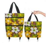 Foldable Shopping Trolley Bag with Wheels, Large Capacity Collapsible Grocery Cart, Heavy Duty Reusable Tote for Travel Supermarket Camping (I)