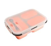 Foldable Silicone Box - 3 Compartment Meal Prep Container, Reusable Food Storage Case | School Office Food Carrier, Travel Dining Accessory, Workday Snack Holder, Portable Kitchen Utility, Leak