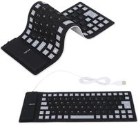 Foldable Silicone Keyboard,85 Keys Silent Soft Silicone USB Wired Waterproof Roll-Up Keyboard for Desktop,Laptop,Laptop