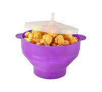 Foldable Silicone Microwave Popcorn Bowl - Round Colapsible Poppers with Lid and Handle | Silicone Reusable Popcorn Maker for Kitchen Baking Restaurant Home | 12.5x8.5cm Unfolded, Easy Storage