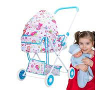 Foldable Stroller - 38cm Girls Toy Stroller, High Strength Frame Pretend Play | Metal Fabric Realistic Miniature Carriage 960g, Girl Doll Nursery Role Playing Simulation Toys For Birthday Gift