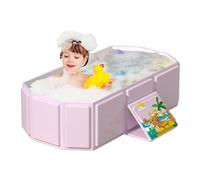 Foldable Toddler Bathtub, Anti Slip Bathing Tub, 29.53x17.72x9.84 Inches Space Saving & Sturdy Design, Compact Shower Basin for Kids, Bathroom, Travel, Nursery, Hotel Use