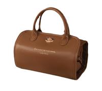 Foldable Toiletry Bag, Portable Makeup Bag, Sac de Rangement Pliable, Sac de Maquillage, Sac cosmétique étanche, Roll Up Makeup Organizer for toiletries, Detachable Toiletry Pouch, Marron,